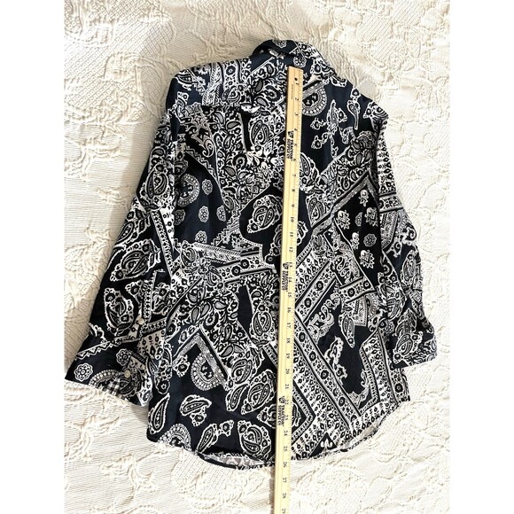 Chaps No Iron Paisley Flip Cuff Shirt LS Button 100% Cotton Ladies Size M - Picture 5 of 11